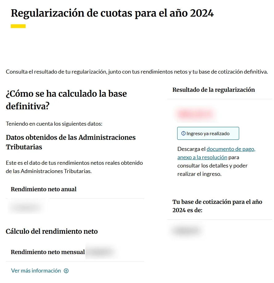 Portal IMPORTASS para consultar la regularización de cuotas de autónomos 2024